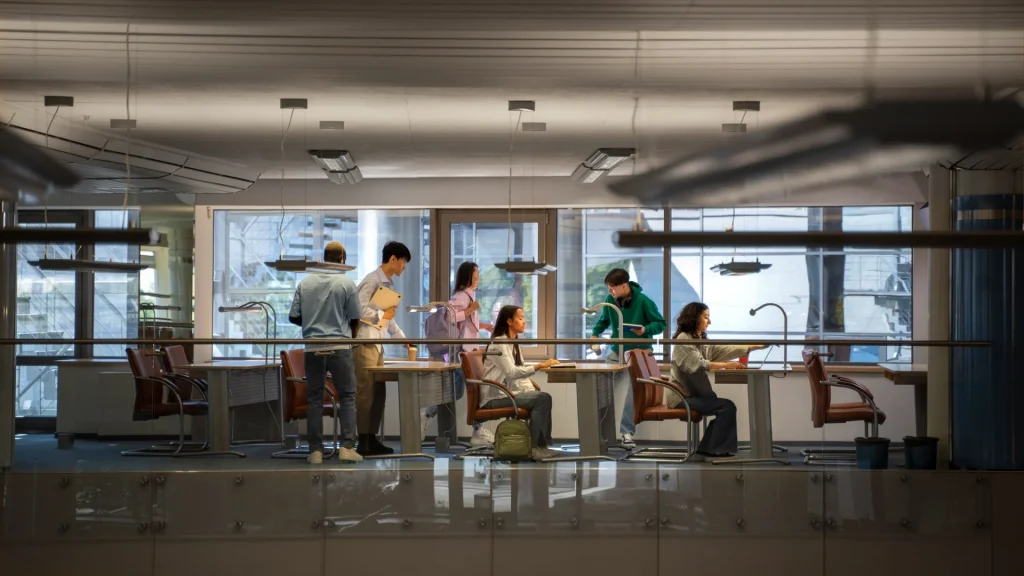People sat down at desks